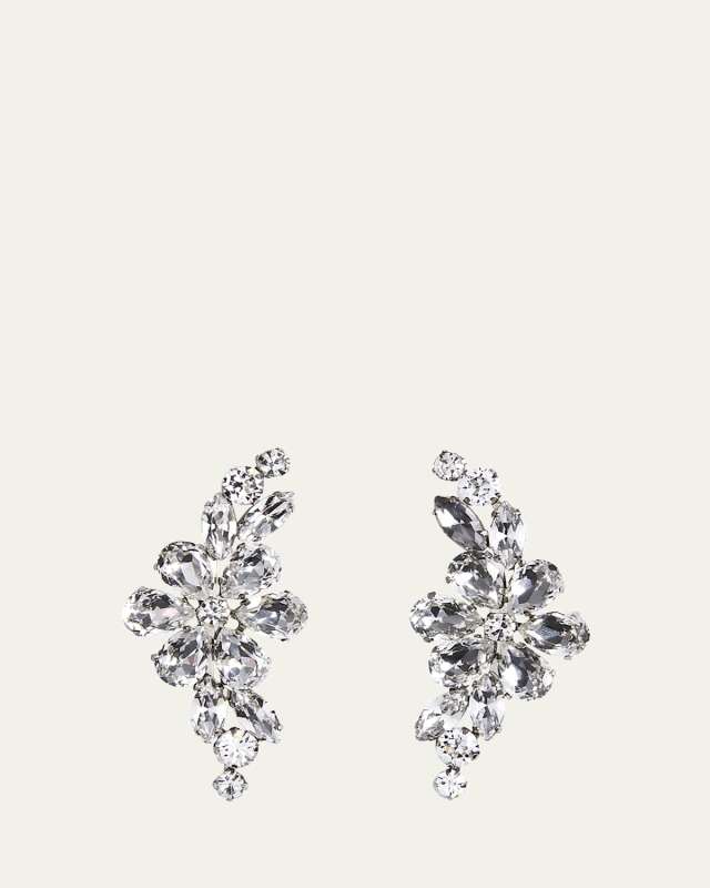 Floral Crystal Half Moon Earrings